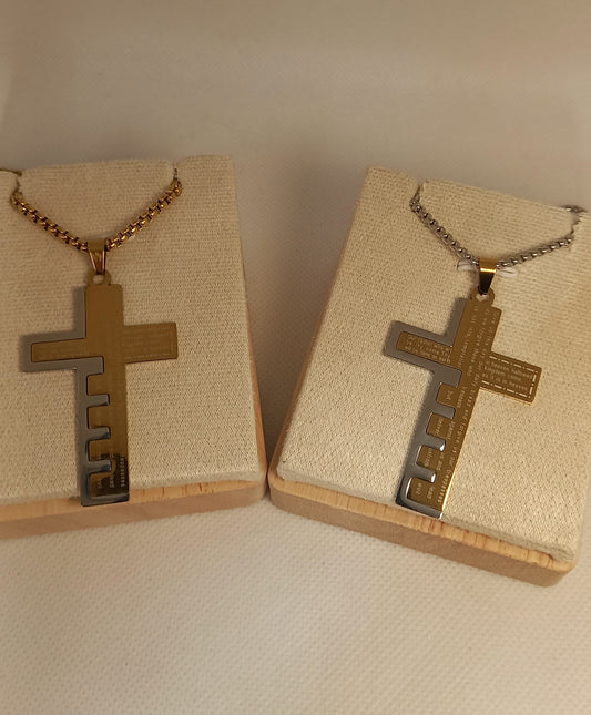 Our Father Prayer Cross Necklace